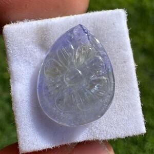 Unheated TANZANITE Cabochon - Carved Flower - 8.5 carats